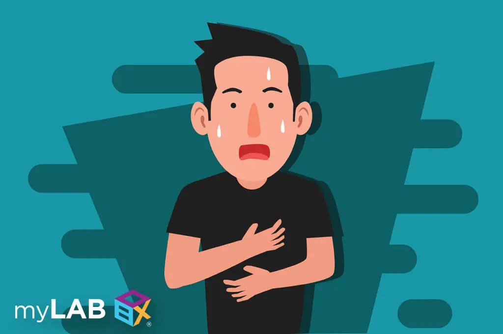 Illustration of man who seems to be in fear of something